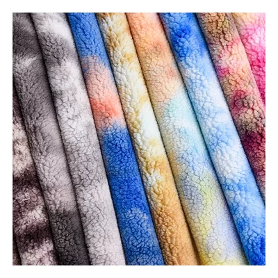 Πολύχρωμα σωματίδια tie-dye cashemere sherpa ύφασμα