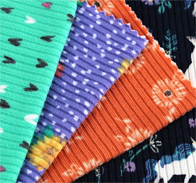 Print Rib Knit Ύφασμα