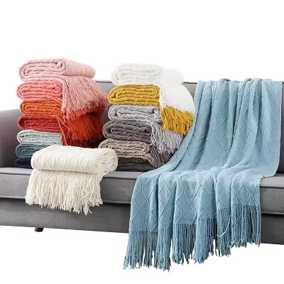 Φούντα Jacquard πλεκτή κουβέρτα
